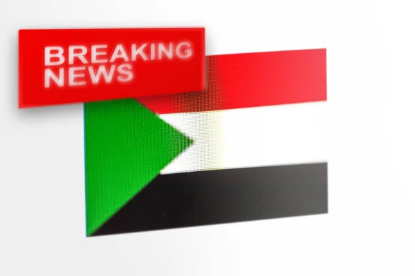 Noticias de última hora, la bandera del país de Sudán y las noticias de inscripción —  Fotos de Stock