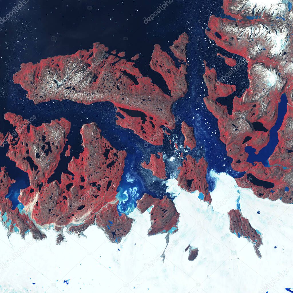 High resolution satellite photos of land, ocean and floating ice.