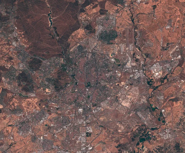 Satellitenbildkarte von Madrid Spanien, Blick aus dem All — Stockfoto