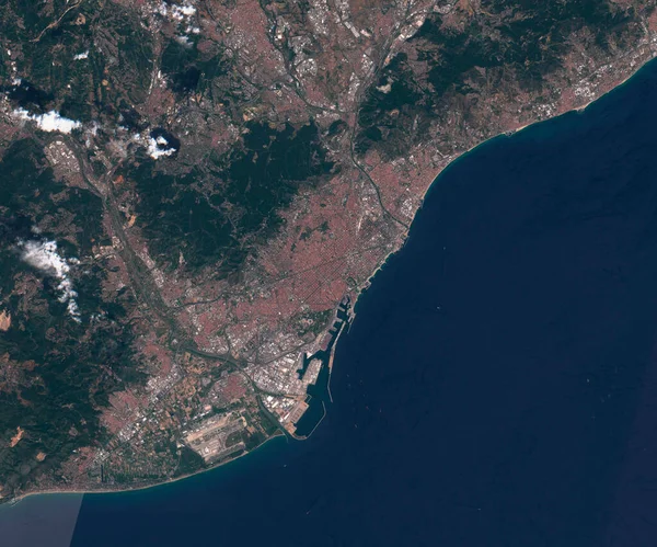 Mappa satellitare di Barcellona, Spagna, vista dallo spazio — Foto Stock