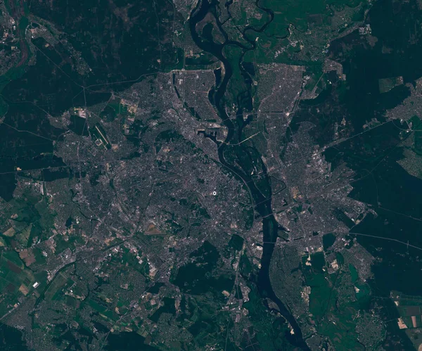 Satellitenbildkarte von Kiew Ukraine, Blick aus dem All — Stockfoto