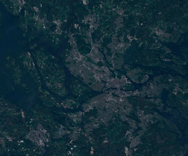 Satelitní mapa Stockholmského Švédska, pohled z vesmíru — Stock fotografie