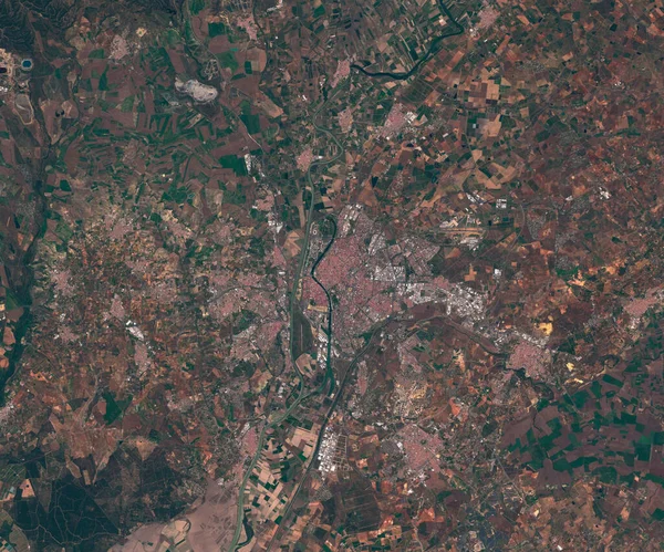 Satellitenbildkarte von Sevilla Spanien, Blick aus dem All — Stockfoto