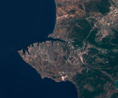 Sivastopol 'un uydu haritası, uzaydan görüntü. değiştirilmiş Kopernik Sentinel verileri içerir
