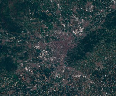 Torino İtalya 'nın uydu haritası, uzaydan görünüm