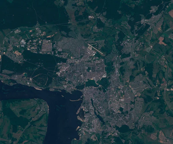 Satellitenbildkarte von Kasan in Russland, Blick aus dem All — Stockfoto