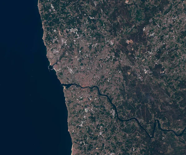 葡萄牙港卫星图，从空间看 — 图库照片