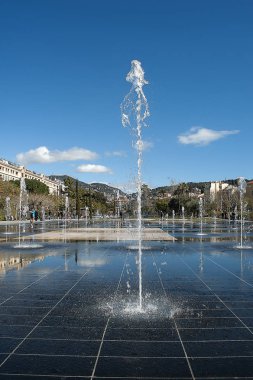 france nice fountain miroir d'eau at promenade du paillon