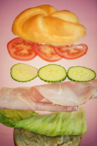 Tasty Ham Sandwich Ingredients — Stock Photo, Image