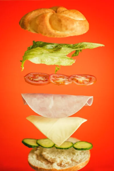 Смачні Інгредієнти Шинки Сендвіч — стокове фото