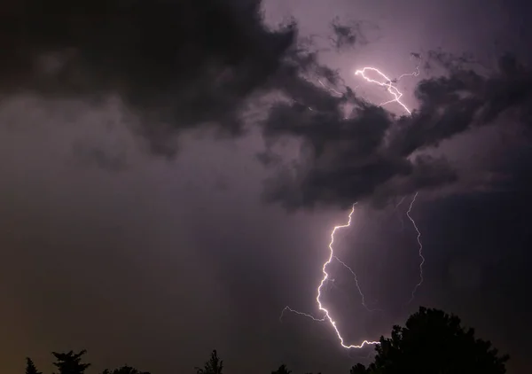 Lightning Thunderstorm Flash Night Sky — Stock Photo, Image