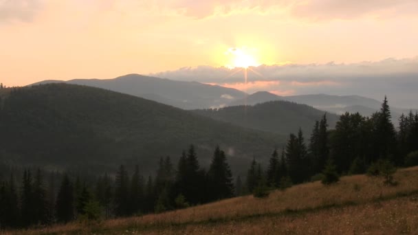 Time Lapse Sunset Carpathian Mountains — Stock Video