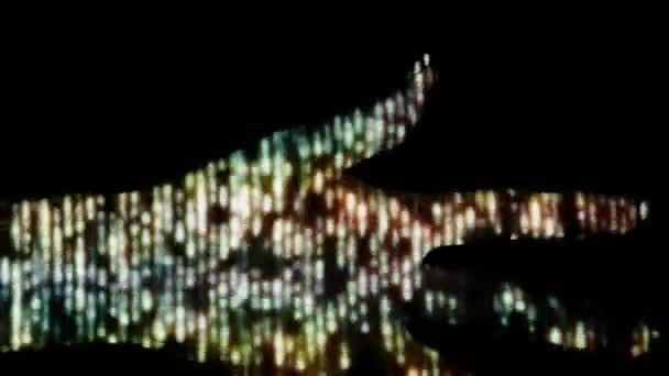 人間の手でデジタルの雨 人間の手に投影する創造的なデジタル抽象的な可視化 — ストック動画