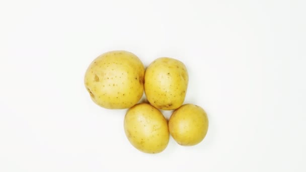 Raw Potatoes Food Ingredients Lies Basket Organic Foods Healthy Diet — Stock Video