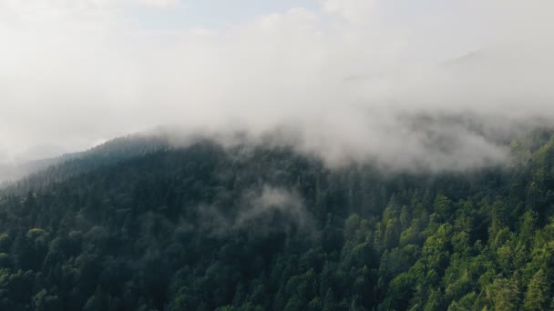 Літаючий Безпілотник Над Красивими Горами Серед Хмар — стокове відео