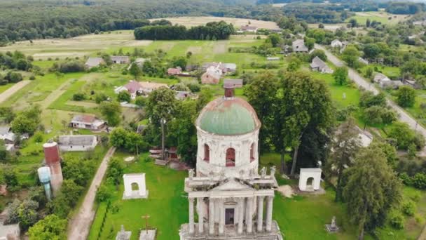 Katholische Kirche Dorf Pidgirci Region Lwiw Ukraine Luftaufnahme Der Alten — Stockvideo