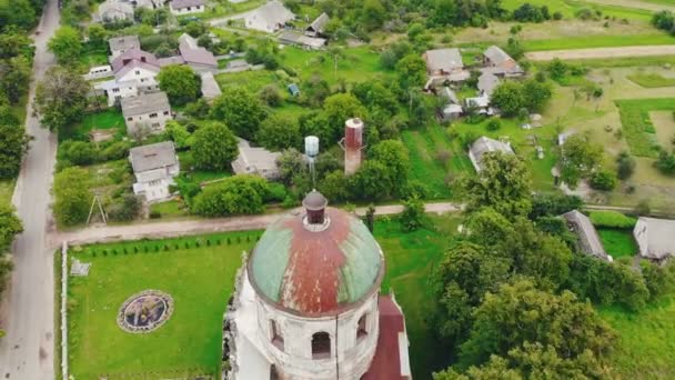 Katholische Kirche Dorf Pidgirci Region Lwiw Ukraine Luftaufnahme Der Alten — Stockvideo