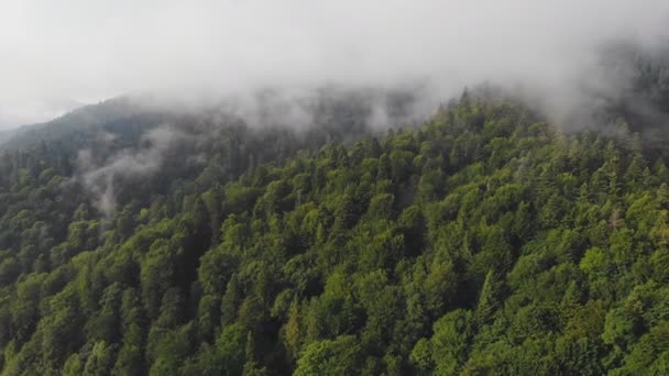 Drohne Fliegt Über Schöne Berge Zwischen Wolken — Stockvideo