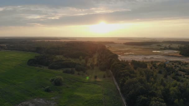 Flygvideo Ett Landskap Landsbygden Skyttetid Guldtimme — Stockvideo