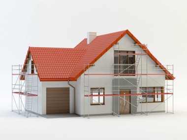Ev ve yapı iskelesi, 3 boyutlu illüstrasyon