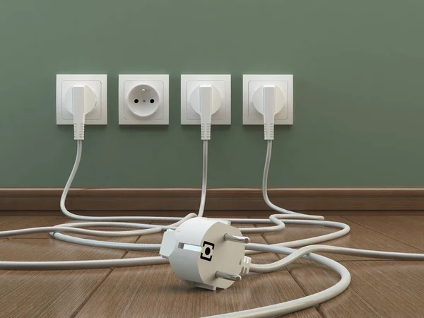 Power plugs, 3D illustration