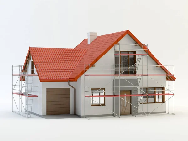 家や足場 3Dイラスト — ストック写真