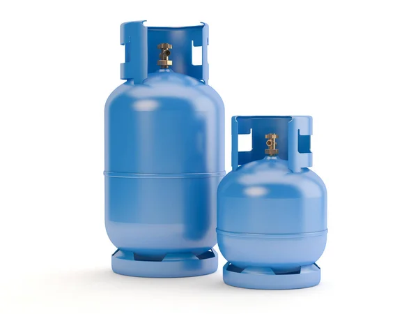 Two Blue Gas Bottles White Background Illustration — Stock Photo, Image