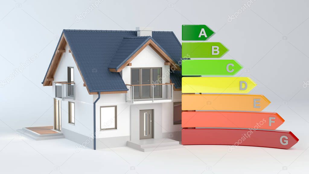 Energy Efficiency - House No.9, 3D illustration