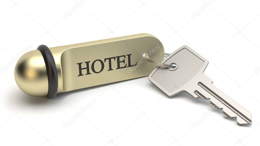 Hotel Room Key, 3D illustration