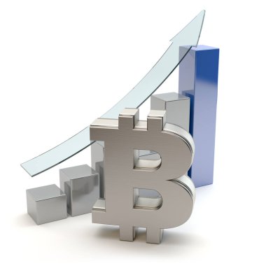 Bitcoin büyümesi, 3d İllüstrasyon