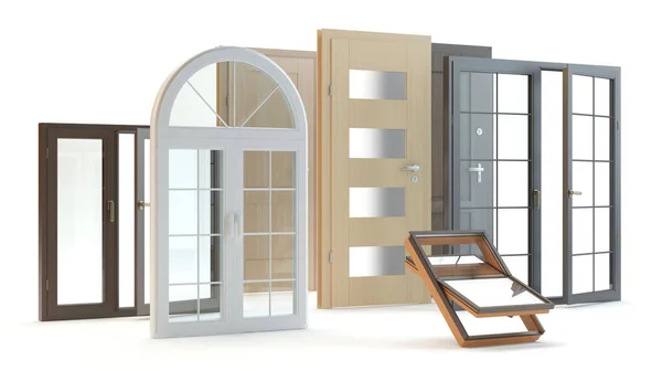 Windows and doors, 3D illustration