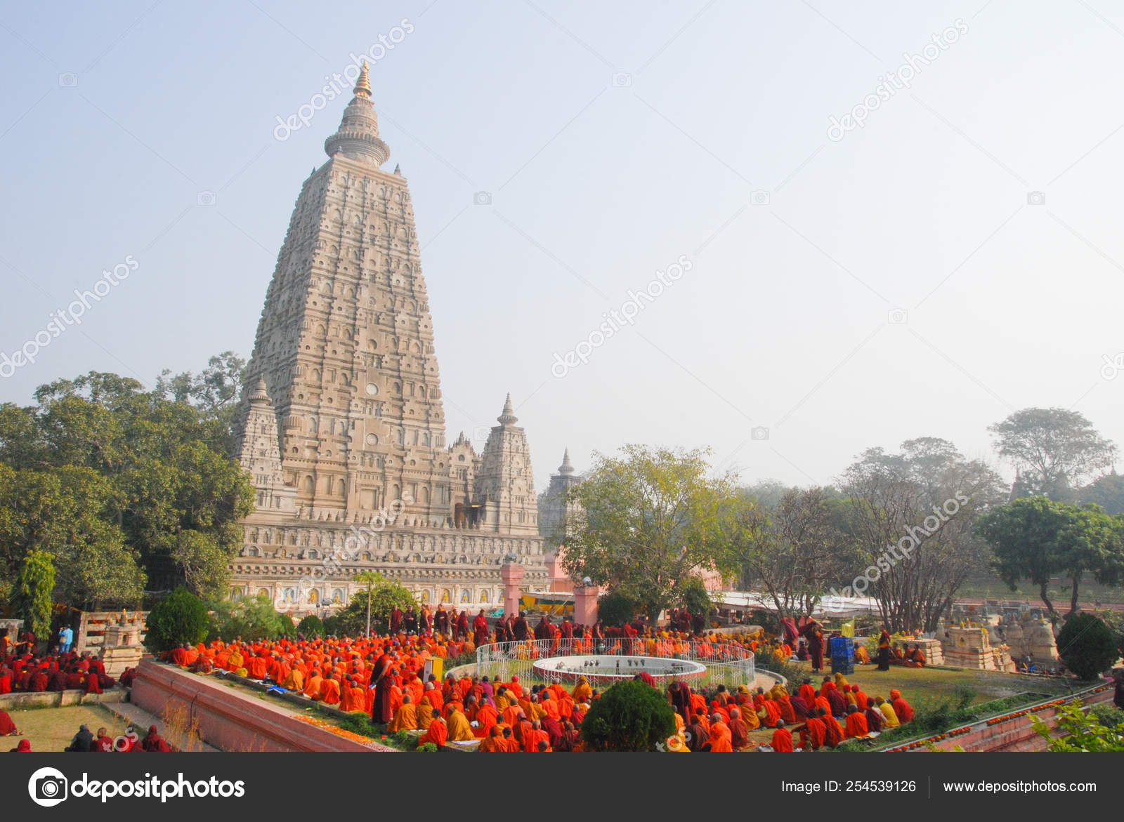 Front Of Mahabodhi Temple That View From Below While Raining At Bodh Gaya Bihar India Stock Photo - Download Image Now - iStock