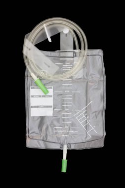 Urine Bag on black background with cipping path