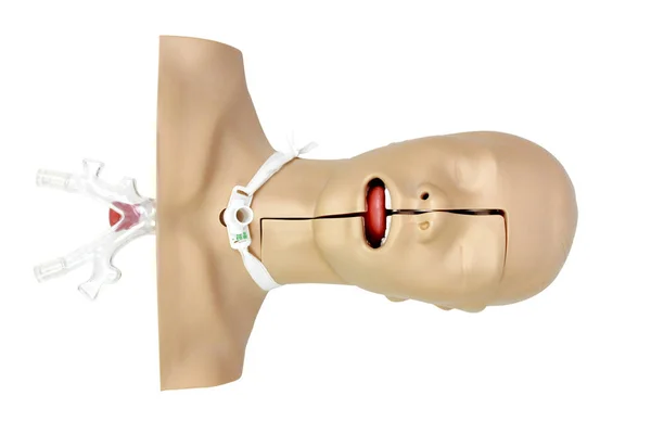 Entrenamiento de simulación médica Traqueostomía tratamiento quirúrgico del paciente — Foto de Stock