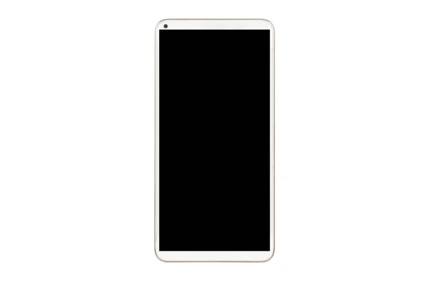 Primer plano teléfono móvil blanco con pantalla en blanco negro en blanco bac —  Fotos de Stock