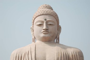 Bodh Gaya Hindistan dev taş Büyük Buda heykeli