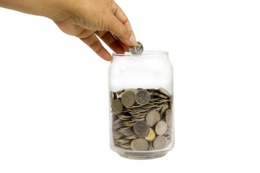 Cipping yolu ile beyaz arka plan üzerinde Tayland Sikke kaydetme.