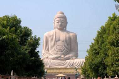 Bodh Gaya Hindistan dev taş Büyük Buda heykeli