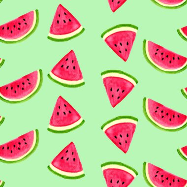 Karpuz ile dikişsiz suluboya deseni