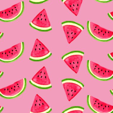 Karpuz ile dikişsiz suluboya deseni