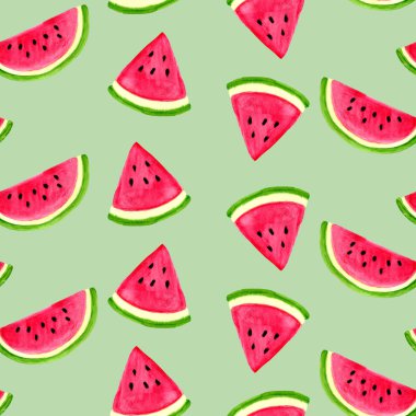 Karpuz ile dikişsiz suluboya deseni