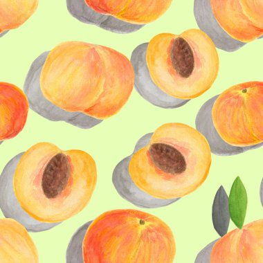 Suluboya şeftali dikişsiz desen