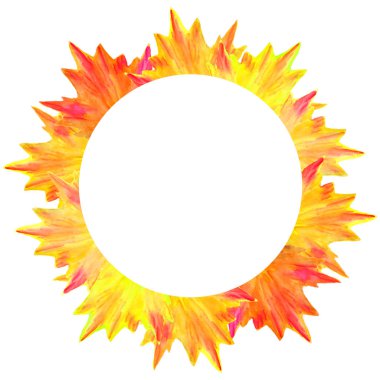 Suluboya sonbahar sarı yaprakları yuvarlak çerçeve. Okul afiş, afiş, baskı, scrapbooking, kartlar, tekstil geri için fırça parlak akçaağaç ve soyut yaprak illüstrasyon ile çizilmiş el.