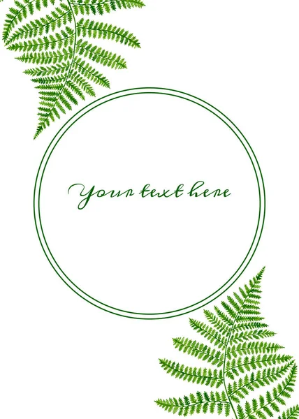 Watercolor fern leaves frame. Hand drawn forest plants template with space for text for invitation, wedding, card, save the date, banner. — Stockfoto