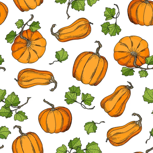 Cute cartoon pumpkin seamless pattern. Autumn vegetable vector illustration. Bright orange pumpkin with leaves background for package, decoration, Thanksgiving, Halloween, fall harvest festival. - Stock Image - Everypixel Cute cartoon pumpkin seamless pattern. Autumn vegetable vector illustration. Bright orange pumpkin with leaves background for package, decoration, Thanksgiving, Halloween, fall harvest festival. - Stock Image - Everypixel