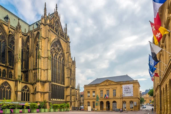Metz Francie Možná 2018 Výhled Katedrálu Svatého Štěpána Metz Místem — Stock fotografie