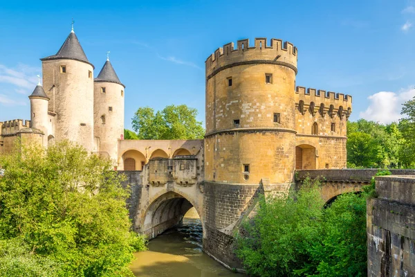 Zobacz Niemieckim Gate Bridge Metz Francja — Zdjęcie stockowe