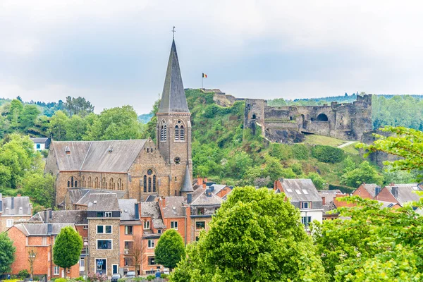 Bekijken Van Stad Roche Ardenne Met Fertress Ruïnes Kerk België — Stockfoto