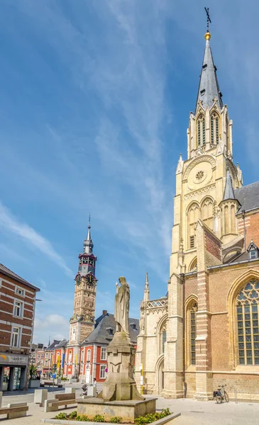 Sint Truiden Belgie Možná 2018 Výhled Zvonici Kostela Panny Marie — Stock fotografie