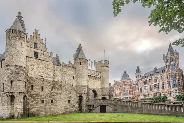 Antwerp Belgien Mai 2018 Hetsteen Castle Streets Antwerp Antwerp Ist — Stockfoto